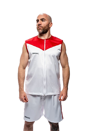 Conjunto branco e vermelho - sem capuz
