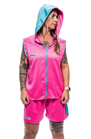 Conjunto pink e azul turquesa - com capuz
