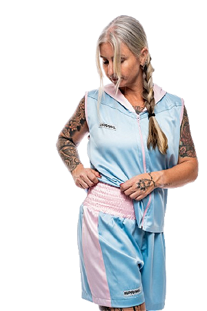 Conjunto azul e rosa bebê - com capuz