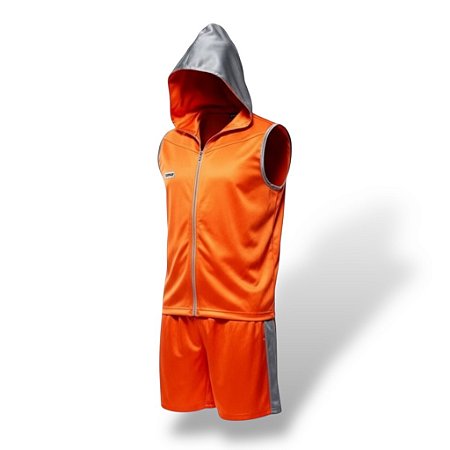 Conjunto laranja e cinza masculino - com capuz