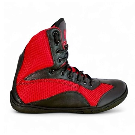 Sapatilha boxe cano curto preta e vermelha - linha Footwork