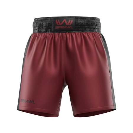 Calção de boxe profissional masculino vinho com preto