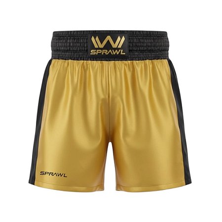 Calção de boxe profissional masculino dourado com preto