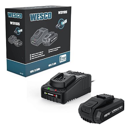 Kit Carregador Com Bateria 2ah 18v Bivolt Wesco Ws1105