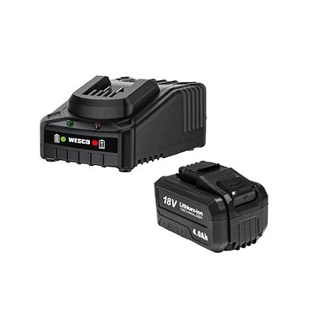 Kit Bateria 4Ah Com Carregador Bivolt Wesco WS1102
