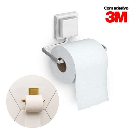 Suporte Porta Papel Higiênico Papeleira Fixação Por  Fita Dupla Face 3m Arthi