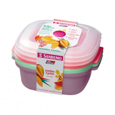 Kit Com 3 Potes Herméticos Para Comida De Criança Bebê Com Tampa Livre Bpa 1,3 Litros