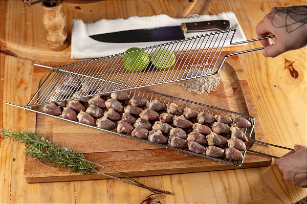 Grelha Em Aço Cromado Para Assar Coração Tulipa Frango Carne 70x9,5 CM
