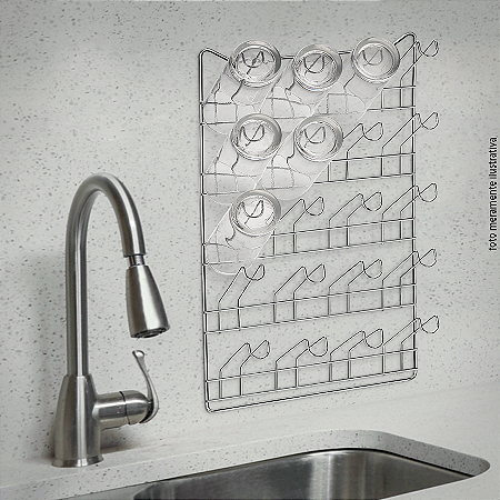 Suporte Escorredor Organizador Copos Inox Parede Cromado 20 Copos