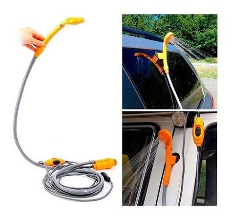 Chuveiro Ducha Portátil Camping Shower Praia Carro Elétrica 12v 8 Litros