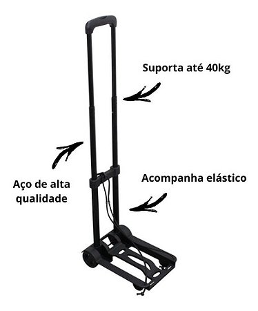 Carrinho Plataforma de Mao Dobravel com 2 Rodas para Carga Ate 40Kg