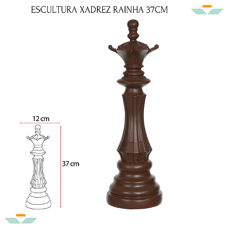 Escultura De Xadrez Rainha Em Poliresina 41cm Enfeite