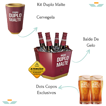 Kit Duplo Malte Balde Cerveja Brahma + Cervegela + 2 Copos