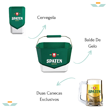 Kit Spaten Balde De Gelo + Cervegela + 2 Canecas 400 ML Exclusiva