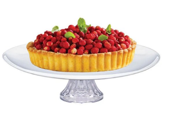 Prato De Vidro Para Bolo Torta Com Pé Boleira Branco