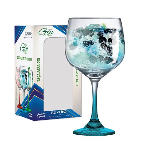Taça Gin Tonica Drinks Festa Vidro Colors 650ml Azul