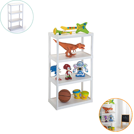 Estante Plastica Modular Multiuso 4 Prateleiras Organizador Branca
