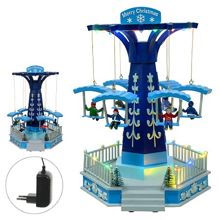 Parque Do Papai Noel Musical E Cores Azul Enfeite Natalino