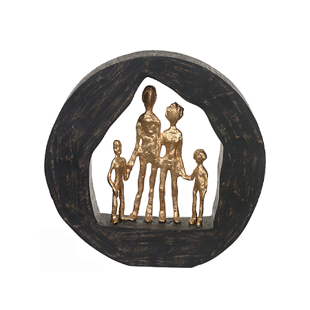 Enfeite Decorativo Casa Familia 4 Pessoas De Madeira 29,5 Cm