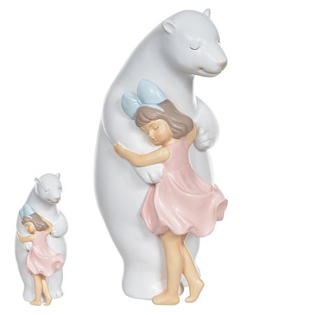 Enfeite Decorativo Urso Polar Abraço Quarto De Criança 26Cm Poliresina