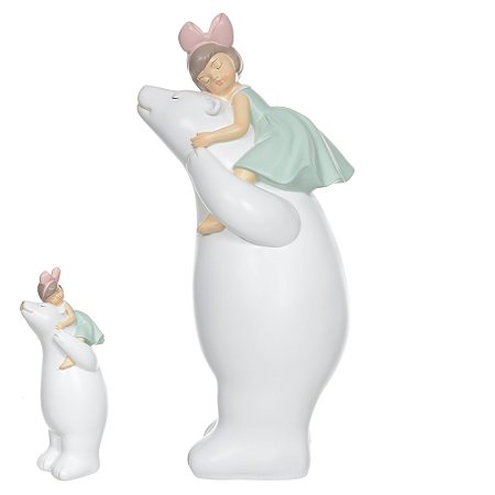 Enfeite Decorativo Urso Polar Cavalinho Quarto De Criança 26Cm Poliresina