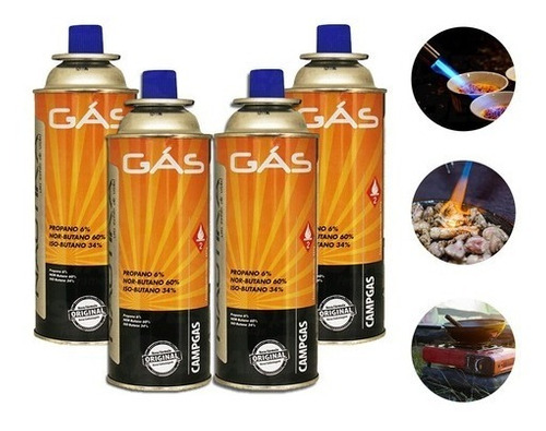 Gás Refil Lata Para Maçarico Fogareiro Butano Propano 4 Unid