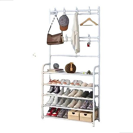 Prateleira Multiuso Sapateira Cabideiro Arara Multifuncional Roupas Sapato Bolsa - Branco