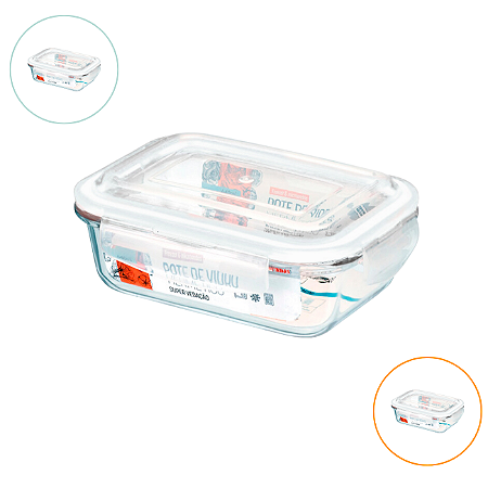 Pote De Vidro Hermético 640ml Marmita Tampa Com 4 Travas