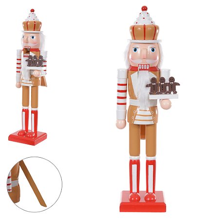 Boneco Soldado Quebra Nozes Em Madeira 38cm Natal Papai Noel