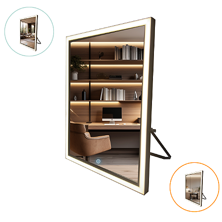 Espelho Para Maquiagem Make 40x28cm Retangular Com Luz Touch