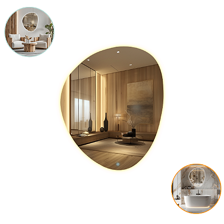 Espelho Organico Com Led Quente Bivolt Touch Branco Quente