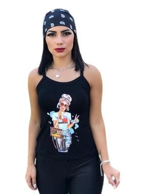 REGATA MENINA JEANS PRETA