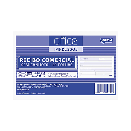 RECIBO COMERCIAL JANDAIA S/ CANHOTO REF:69679
