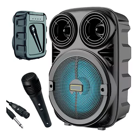 Caixa De Som Com Microfone Portátil Pontente Bluetooth Usb
