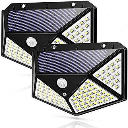 Luminária Solar 100 Led Com Sensor Jardim Externa Prova D'água 1 Unidade