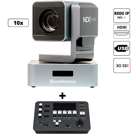 Kit 1 PRO 10x - 1 Câmera Mini PTZ 10x PRO + 1 PTZ Controle Mini + 1 Suporte de Parede