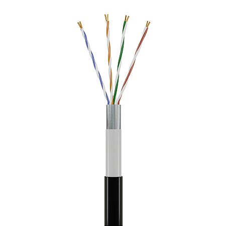 CABO CFTV 4 PARES TORCIDOS BLINDADO DUPLA CAPA 0,51MM - COBRE - 300M