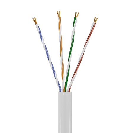 CABO CFTV 4 PARES TORCIDOS 0,51MM ALUMÍNIO COBREADO 100M BRANCO