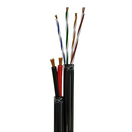 CABO CFTV 4 PARES TORCIDOS 0,45MM - ALUMÍNIO COBREADO + BIP 20 AWG DE COBRE - PRETO 300M