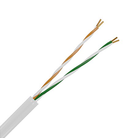 CABO CFTV 2 PARES TORCIDOS CCA 0,51MM BRANCO 100M