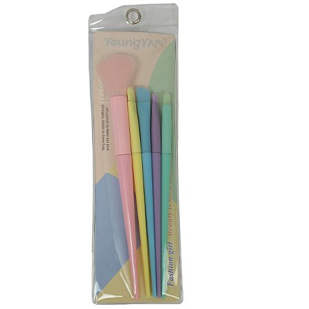 Kit 5 Pincéis Coloridos para Maquiagem