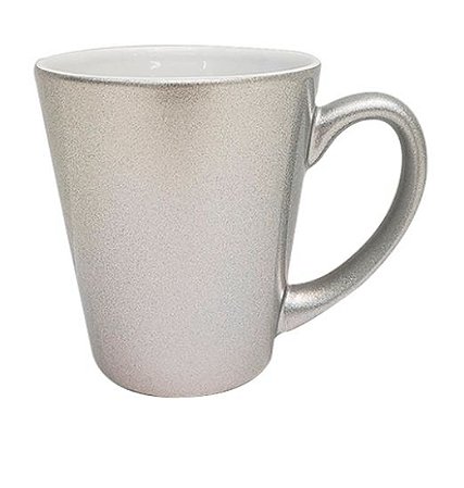 Caneca Cônica para Sublimação de Cerâmica Metalizada Prata 350ml - 1 Unidade