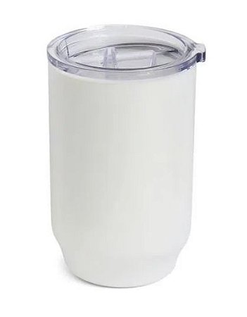 Copo De Plástico com Tampa Cristal para Sublimação na Cor Branco - 450ml - 1 unidade