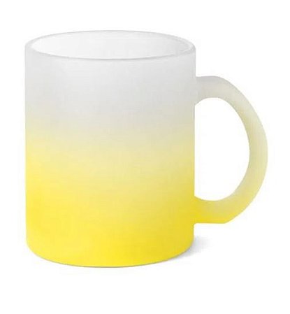 Caneca de Vidro Jateado Degrade Amarela - 325ML