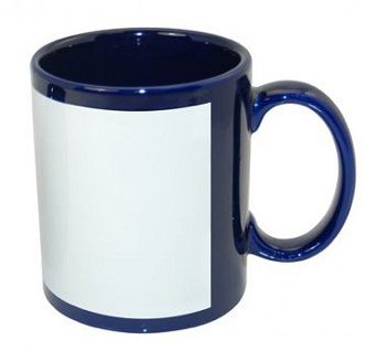 Caneca para Sublimação de Cerâmica Azul Escura com Faixa Branca