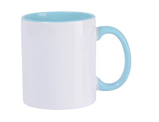 Caneca de Cerâmica Branca Com Alça e Interor Azul Ciano - 36 Unidades