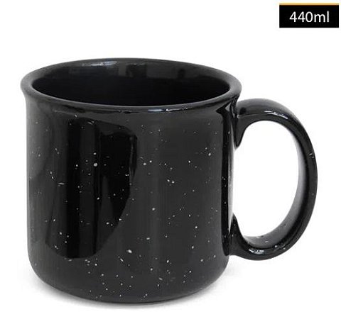 Caneca de Cerâmica Tipo Agatha Preta - 440ml