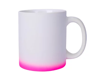 Caneca Cerâmica Splash delicadinha Branca Rosa degradê Fosca 310ml ( 1 unidades)