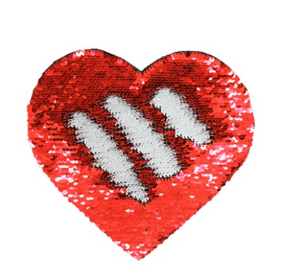 OBM - Aplique de Lantejoulas Coração Vermelho e Branco - 19x22cm