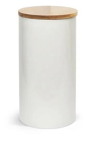 Pote de Cerâmica Branca para Sublimação com Tampa de Bambu - 900ml
